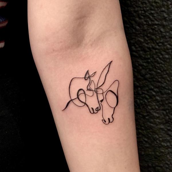 Abstract horse line work tattoo