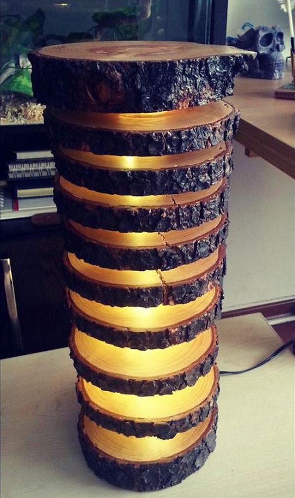 Como hacer una espectacular lampara con troncos