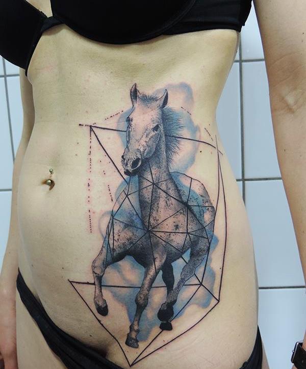 Geometric horse tattoo