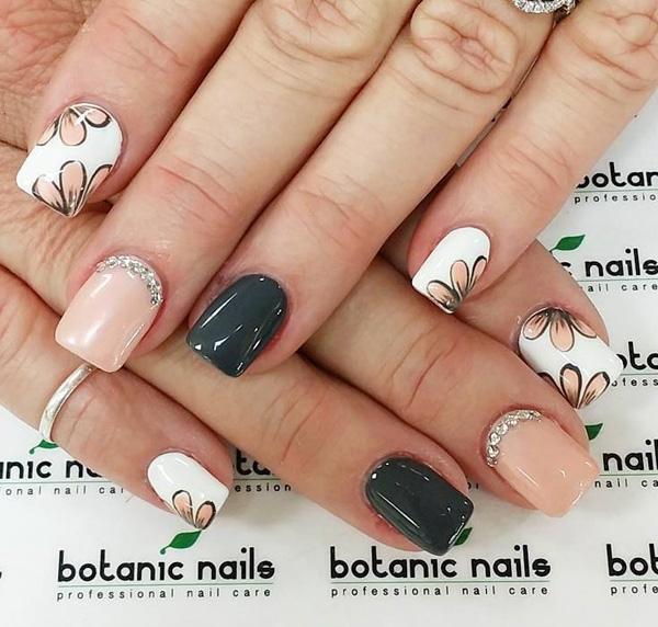 Nail Art by Robin Moses: Vintage Grey Nails. Black White and Gray mix and  match! 