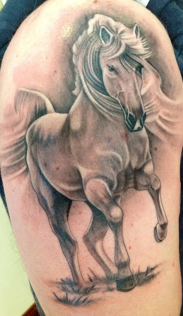 Greyscale horse tattoo
