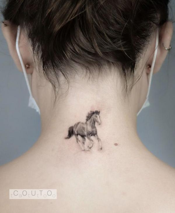 Horse neck tattoo