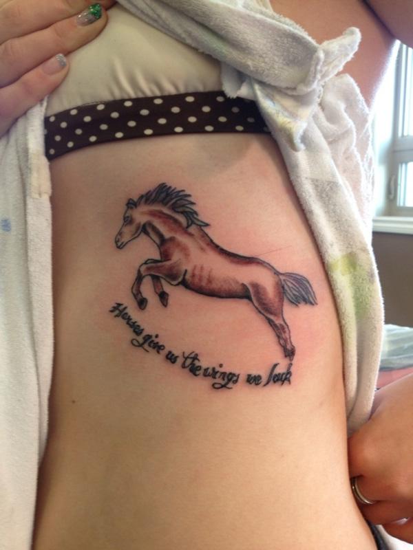 Horse tattoo with quote Horses give us the wings we lack
