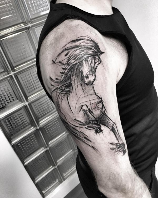 Sketchy horse tattoo