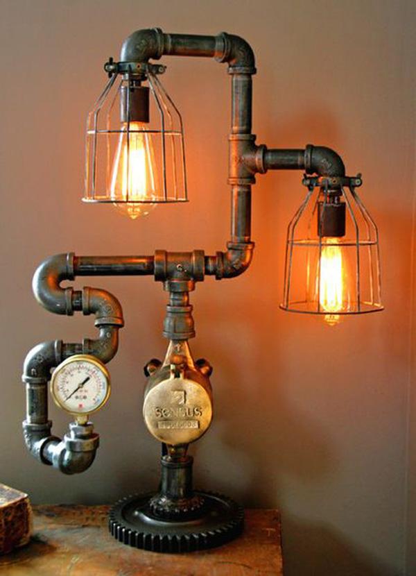 Steampunk Steam Gauge Plumbing Lamp