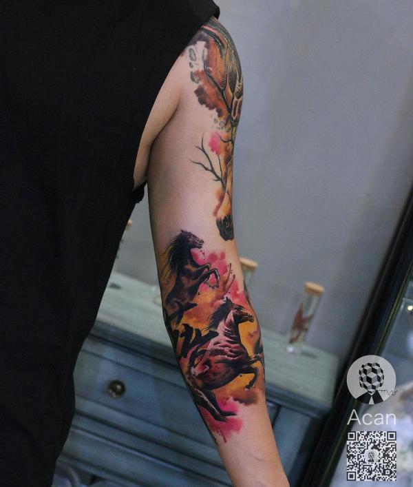 Watercolor horse tattoo