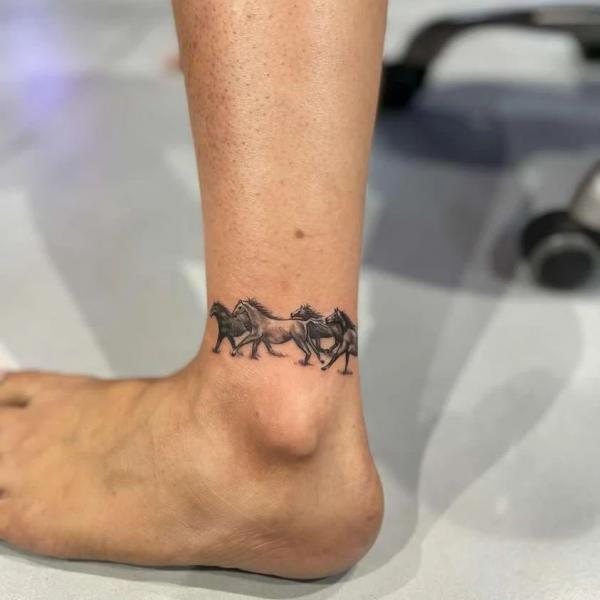 Wild horses ankle tattoo