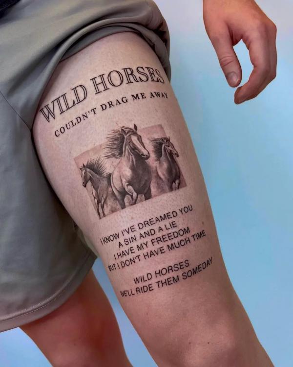 Wild horses tattoo with quote