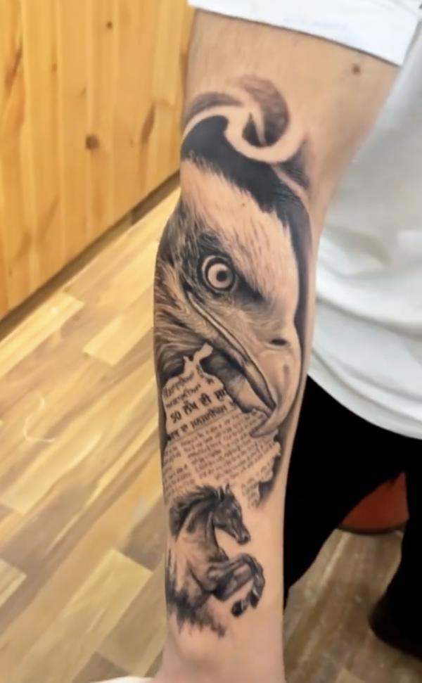 eagle head and horse tattoo