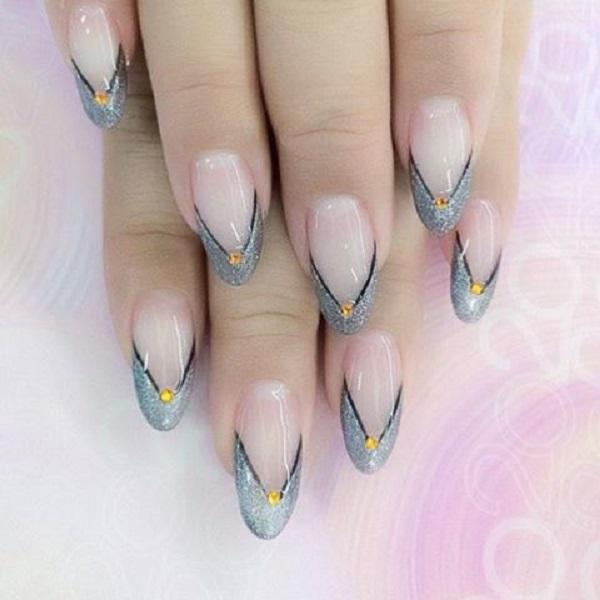 Grey French tip nail designs 
