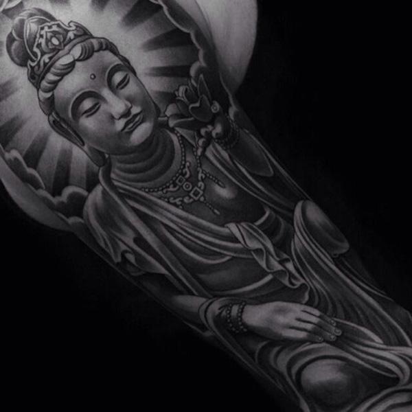 Buddha sleeve tattoo- ブッダスリーブタトゥー。8