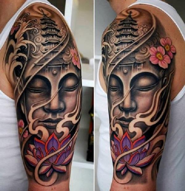 Realistisk buddha tatuering