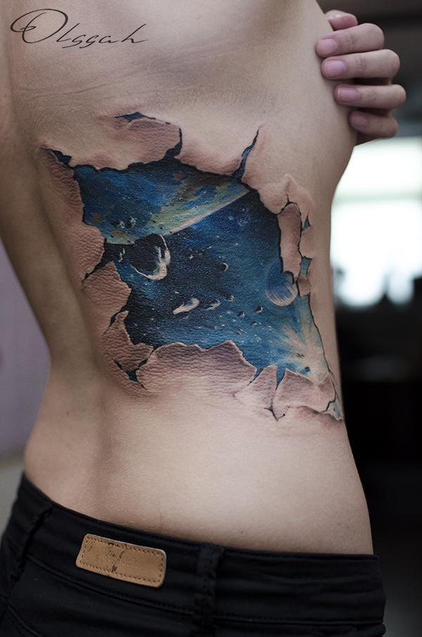 Space Jellyfish In Watercolor On Girls Shoulder