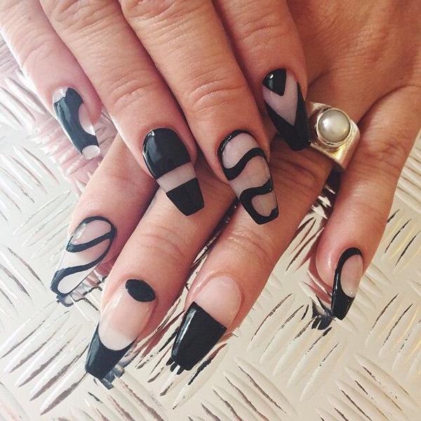 Abstract black nail art-3