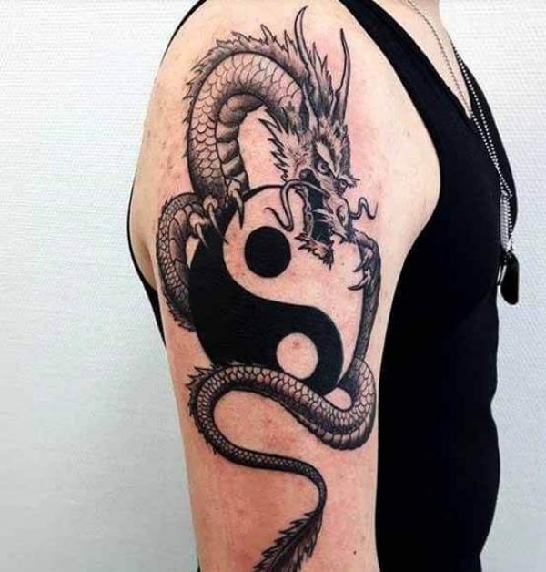 Dragon yin yang tattoo