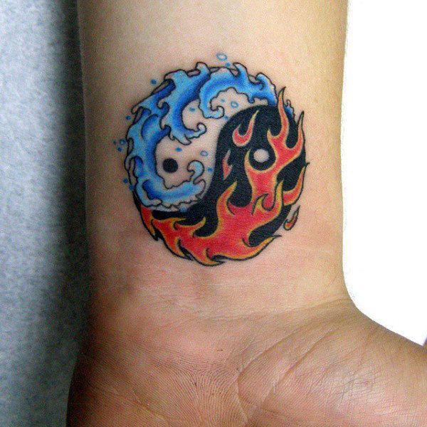 Fire and water yin yang tattoo