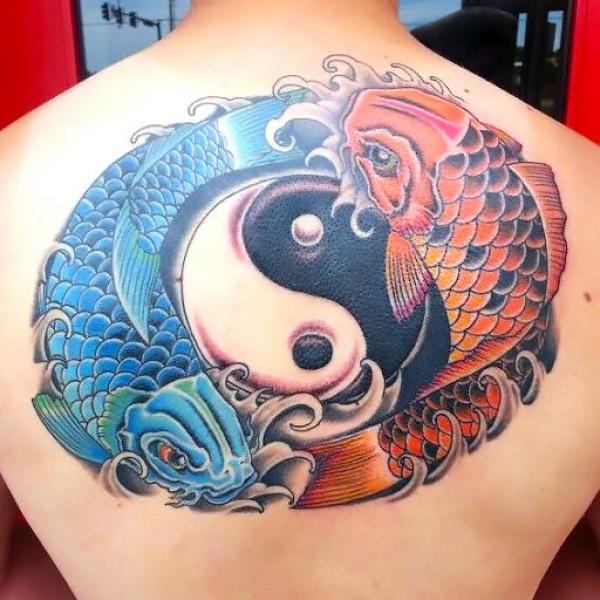Koi fish yin yang tattoo