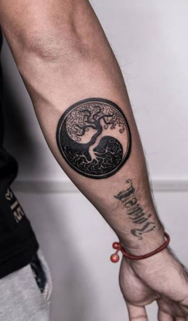 Life and death yin yang tattoo