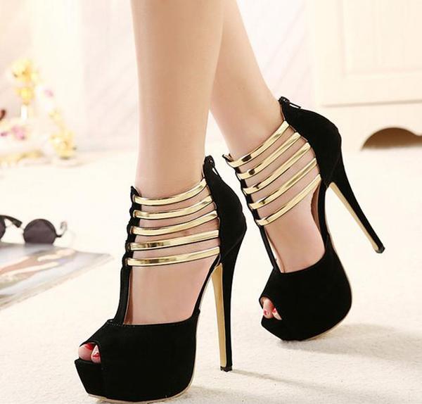 Luxury Gold Strap Ballroom Dance Shoes High Heels 2015 New Sandals For Women Red Heels Elegant Wedding Bridal Shoes size 35 to 40