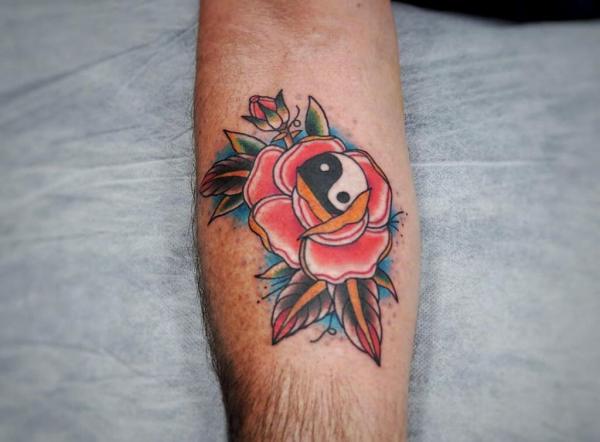 Rose Yin yang tattoo