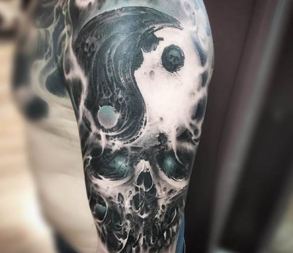 Skull yin yang tattoo
