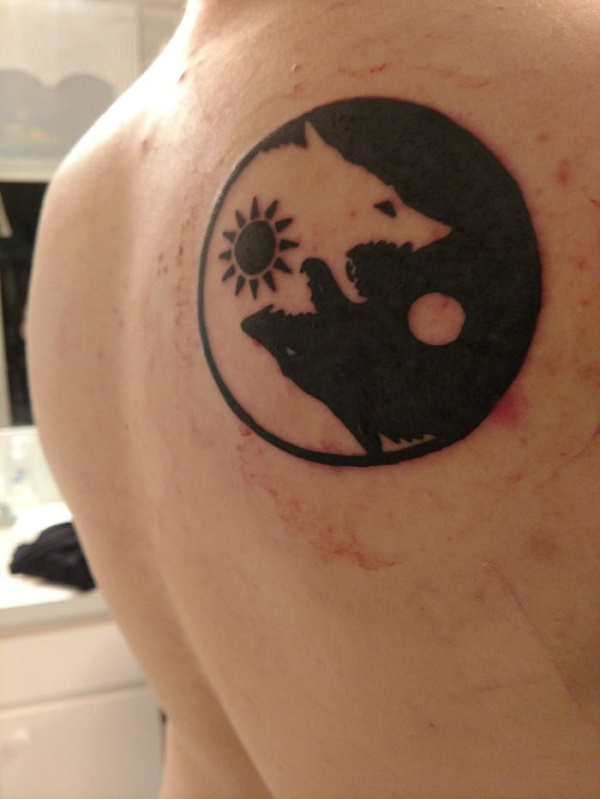 Yin Yang wolf tattoo
