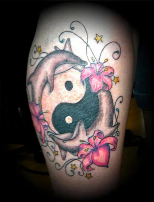Yin yang dolphin tattoo