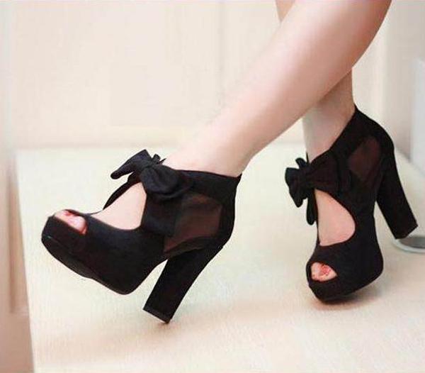cute bowknot high-heeled shoes