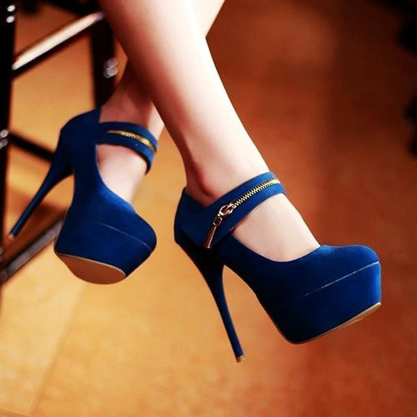 sexy pump wedge high heels shoes with buckle platform shoes