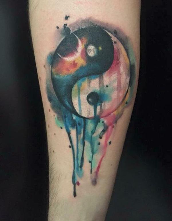 watercolor yin yang tattoo-43