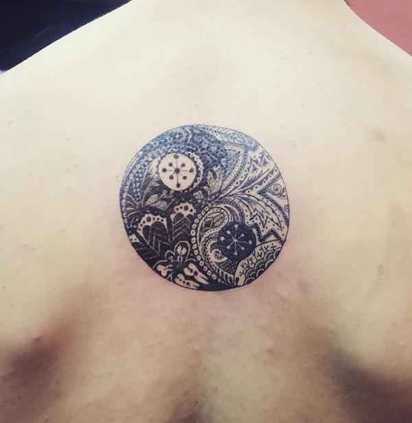Geometric Pattern Yin Yang tattoo design