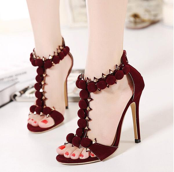 2016 New Summer Style Women's high heels Rivets Sandals Ladies Celebrity Party Wedding Pumps Platform Shoes