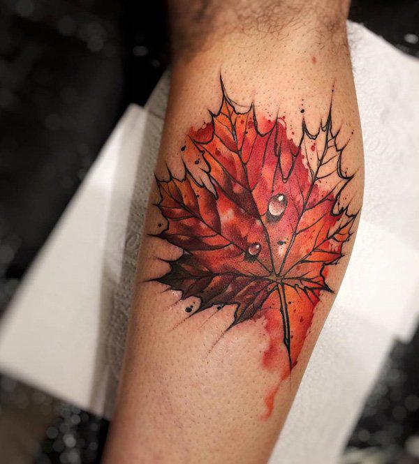 Leaf calf tattoo-39