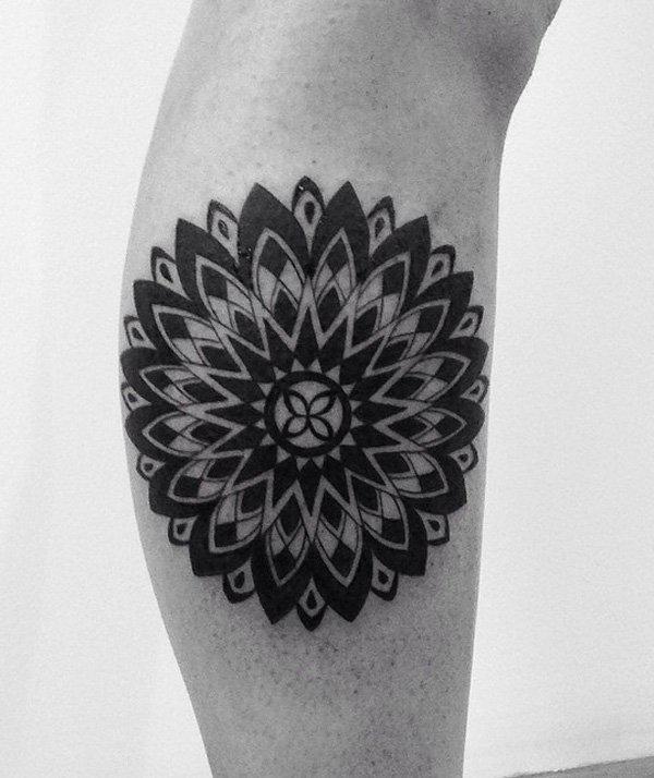 Mandala calf tattoo-14