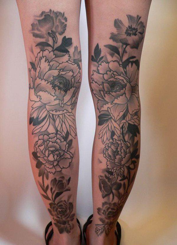 Peony calf tattoo-49