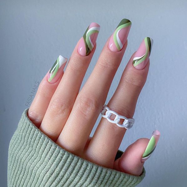 deep olive nail art