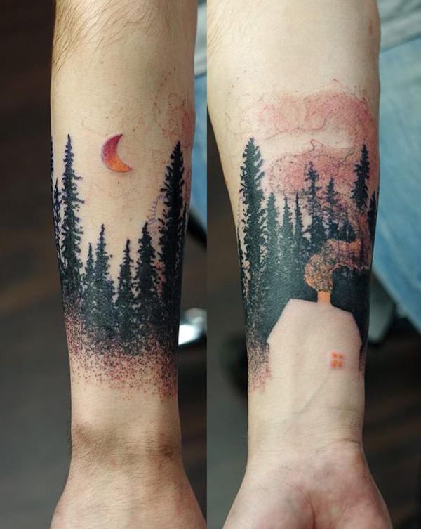 Scary tree on upper arm 19  Lowkey Tattoo