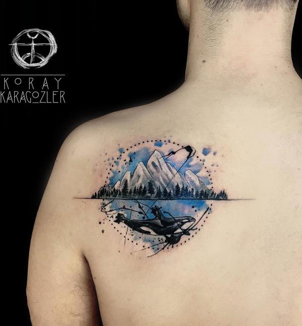 Premium Vector  Mountain map pointer and compass tattoo