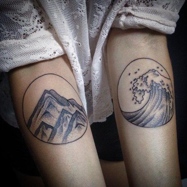 VC INK TATTOO GALLERY on Instagram Couple tattoo mountain and waves  Artist  tornhuangtattoo coupletattoos blacktattoo melbournetattoo  vcinktattoo tattoodesign