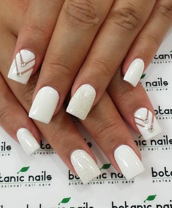 35+ Ideas For Gorgeous French Tip Nails With Diamonds