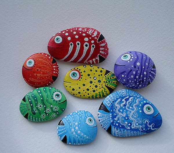Hand painted sea stones