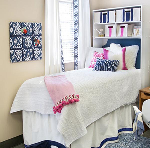 bed cubby white dorm room idea-11