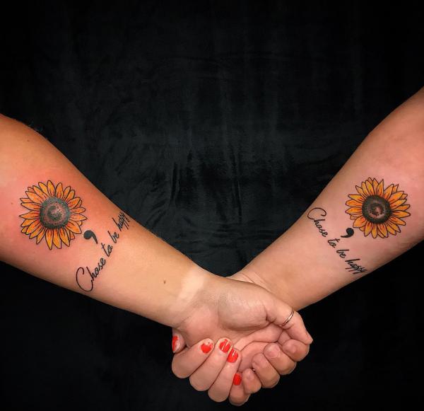 Choose to be happy sunflower semicolon tattoo