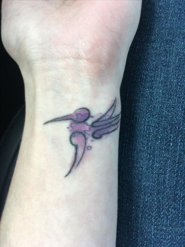 Hummingbird semicolon tattoo