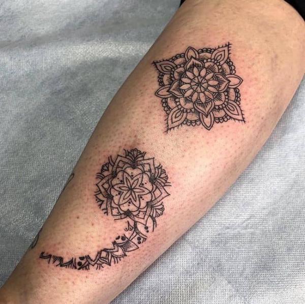 Mandala semicolon tattoo