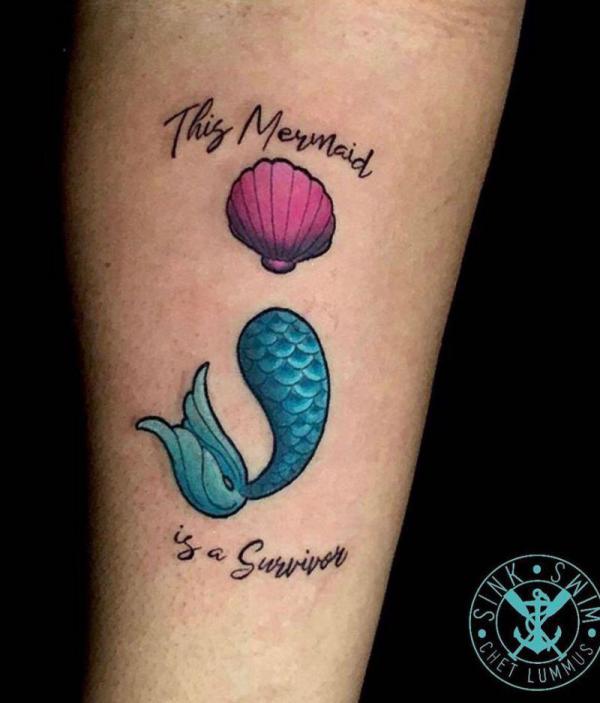 Mermaid semicolon tattoo