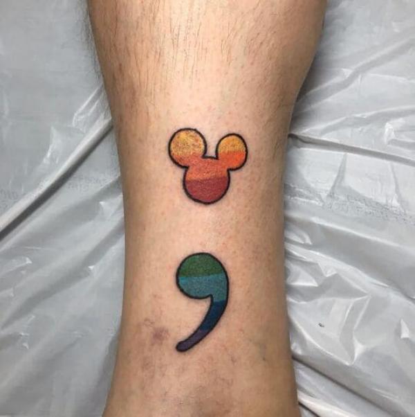 Mickey semicolon tattoo