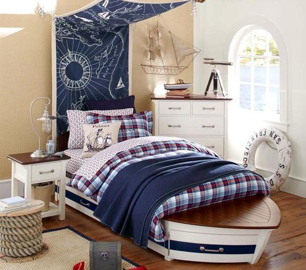 Nautical room for kids navy and white