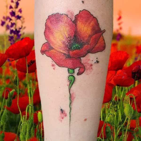 Poppy semicolon tattoo