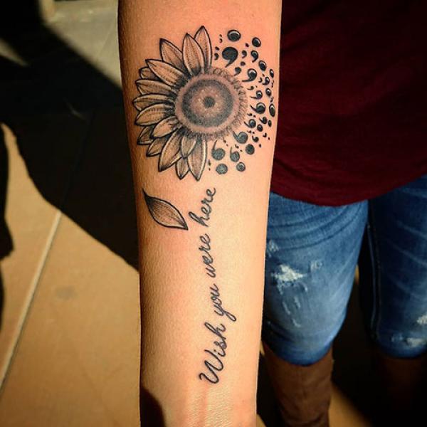 Semicolon sunflower Tattoo with words